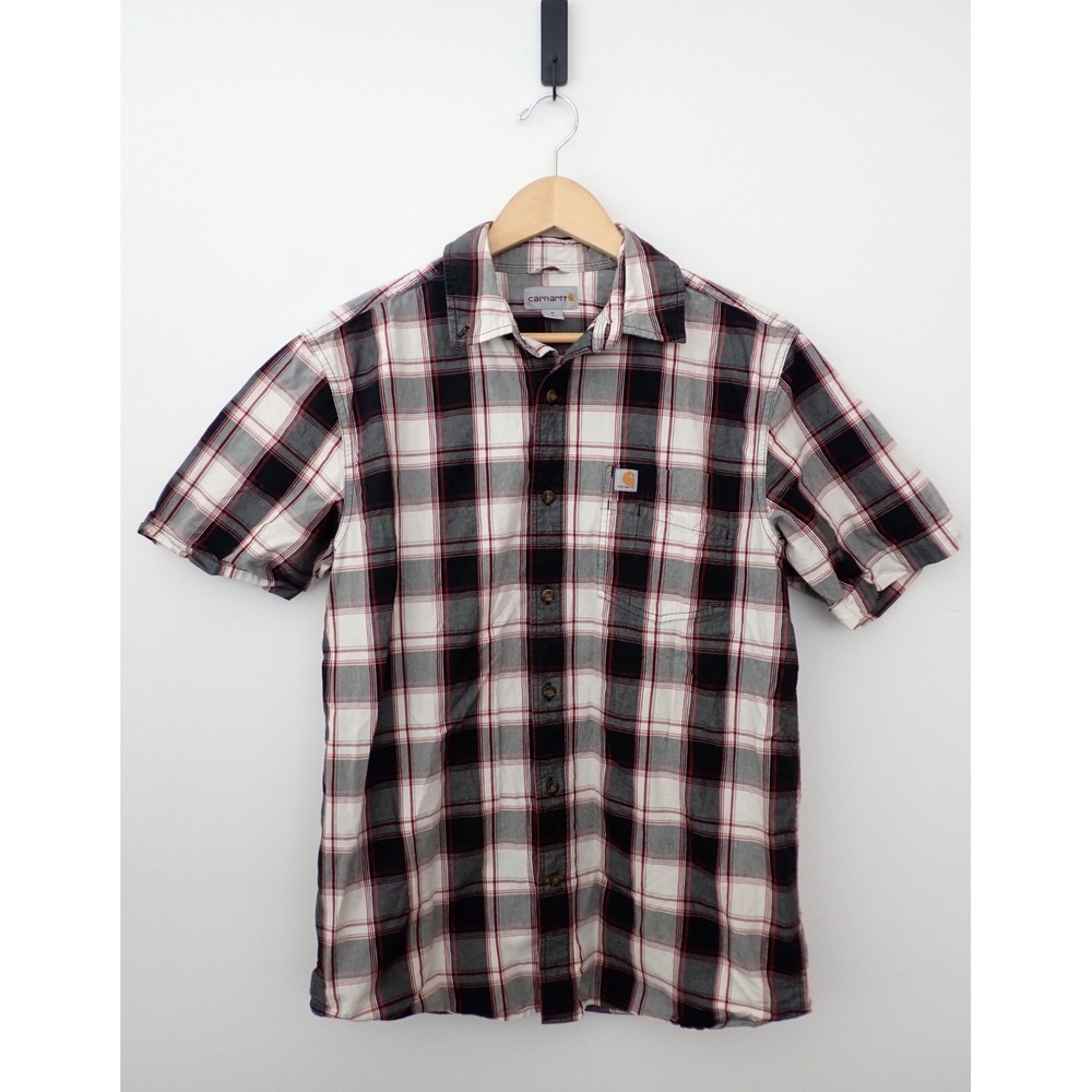 Carhartt Men's M Plaid Short Sleeve Button Down Relaxed Fit 100% Cotton